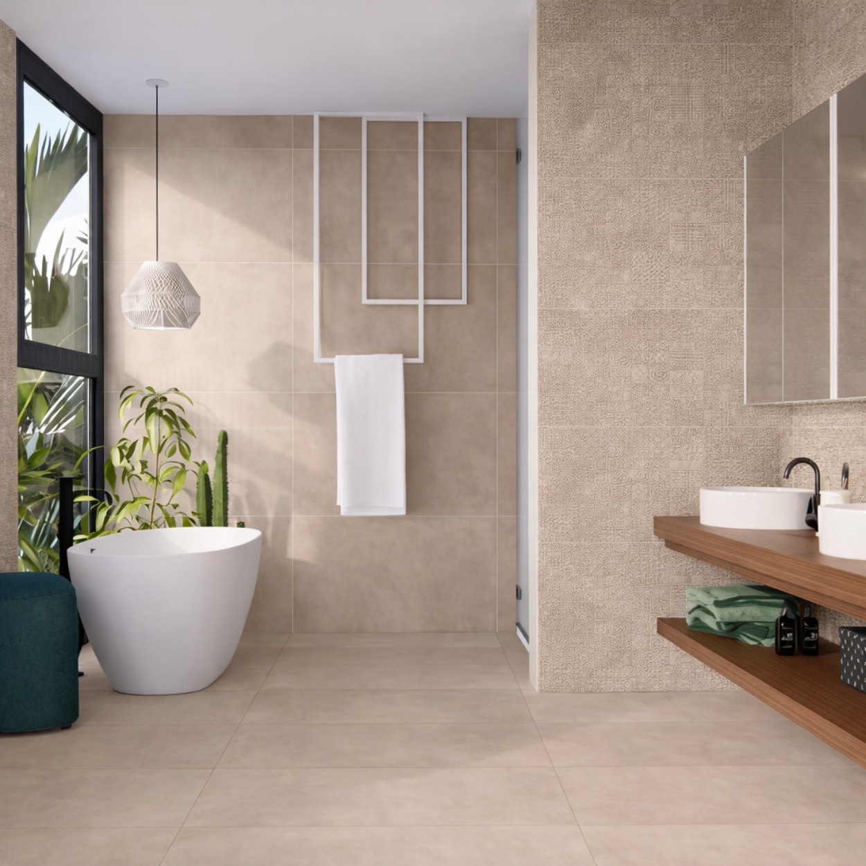 Prissmacer Ceramica Beton Cire Bercy Relieve Wandtegel Nude 60x120cm